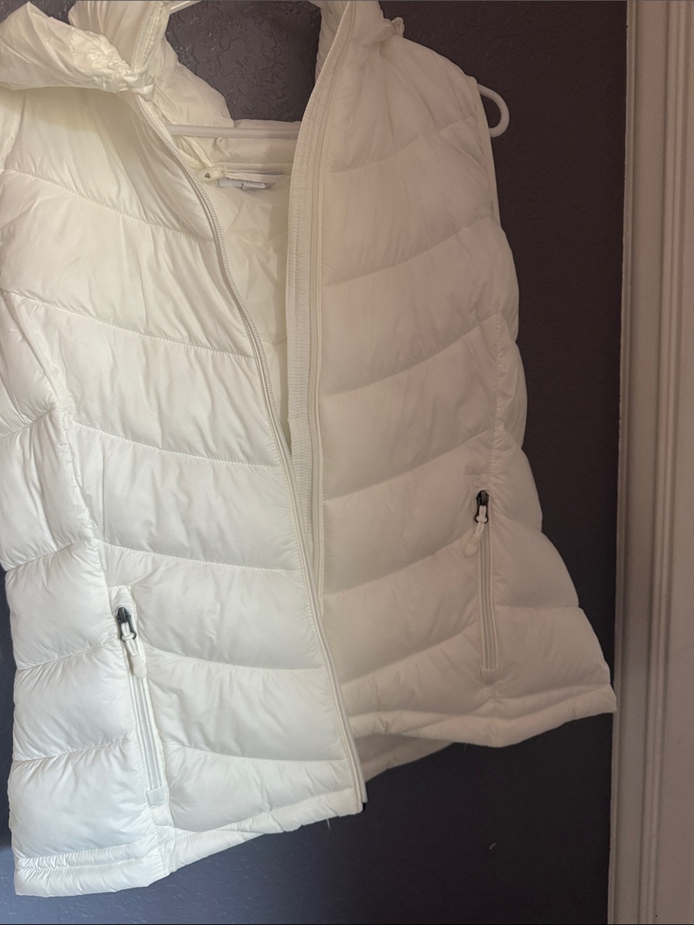 Charter Club White Quilted Puffer Vest with Hood